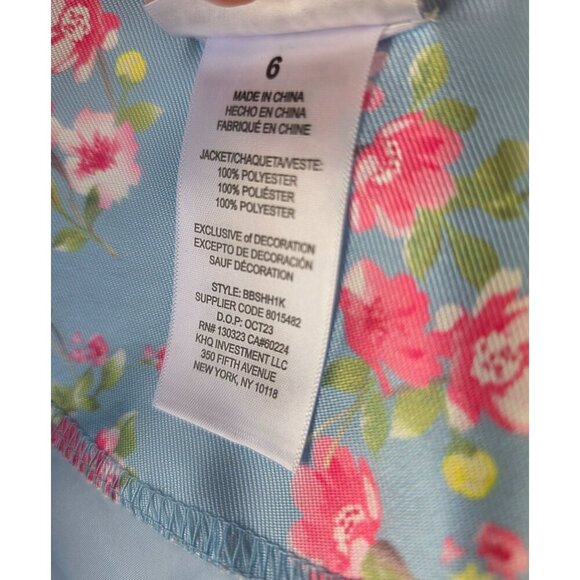 Blueberi Boulevard Floral Satin Jacket Girl Sz 6 Big Rhinestone Buttons Long Slv - Picture 5 of 7